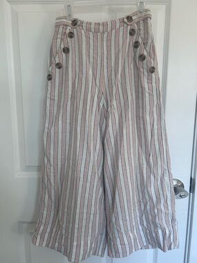 American Eagle Outfitters Pink and Blue Striped Capris